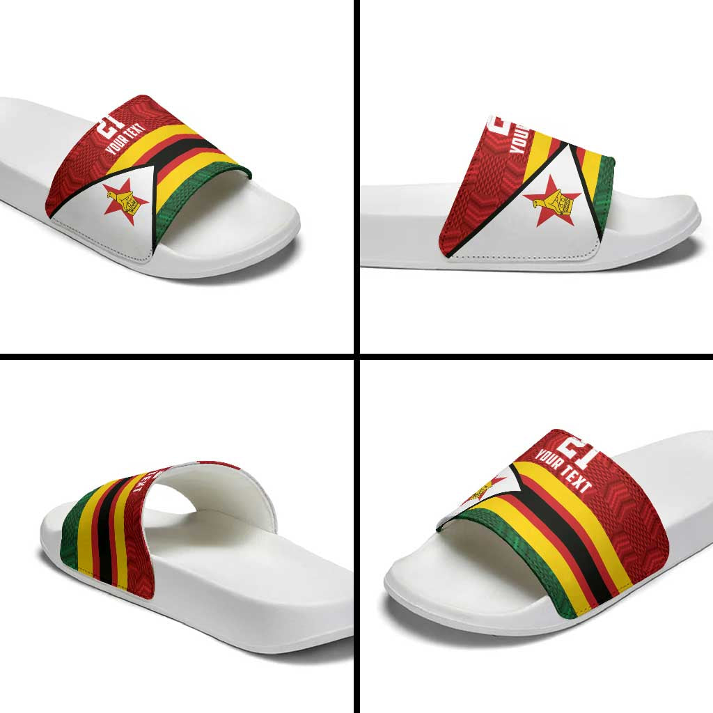 Custom Africa Cricket Zimbabwe Slide Sandals Zimbabwean Pattern Flag Motif