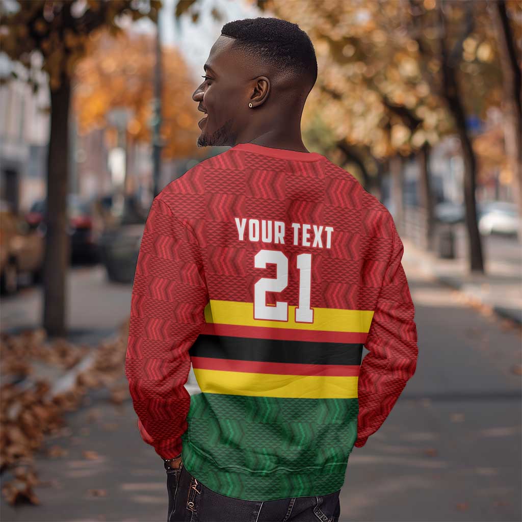 Custom Africa Cricket Zimbabwe Sweatshirt Zimbabwean Pattern Flag Motif - African Pride