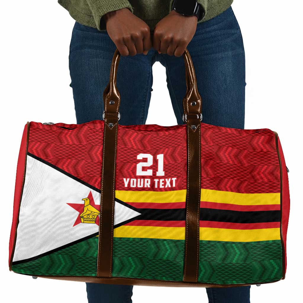 Custom Africa Cricket Zimbabwe Travel Bag Zimbabwean Pattern Flag Motif