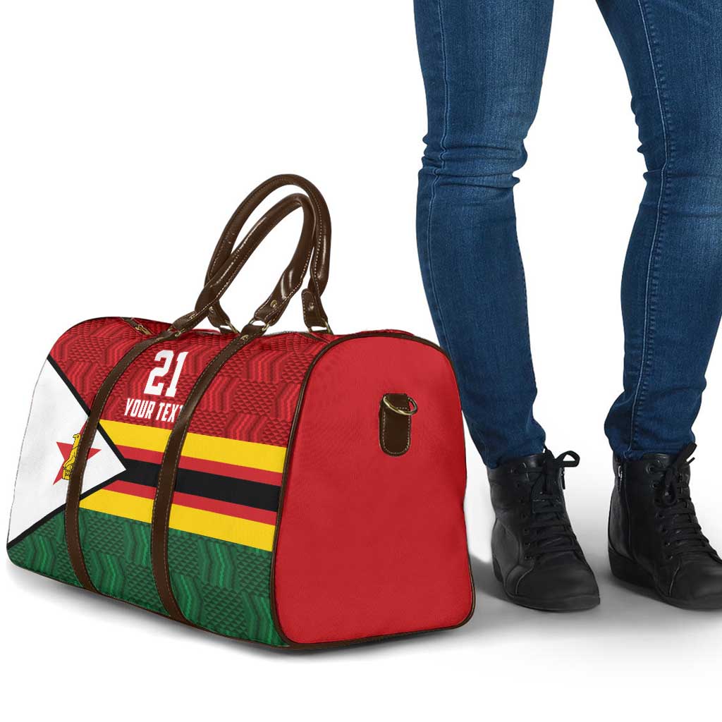 Custom Africa Cricket Zimbabwe Travel Bag Zimbabwean Pattern Flag Motif