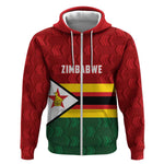 Custom Africa Cricket Zimbabwe Zip Hoodie Zimbabwean Pattern Flag Motif - African Pride