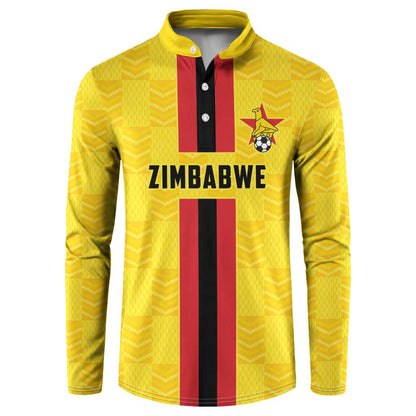 Custom Africa Football Zimbabwe Button Sweatshirt The Warriors Zimbabwe Bird