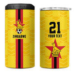 Custom Africa Football Zimbabwe 4 in 1 Can Cooler Tumbler The Warriors with Zimbabwe Bird - African Pride