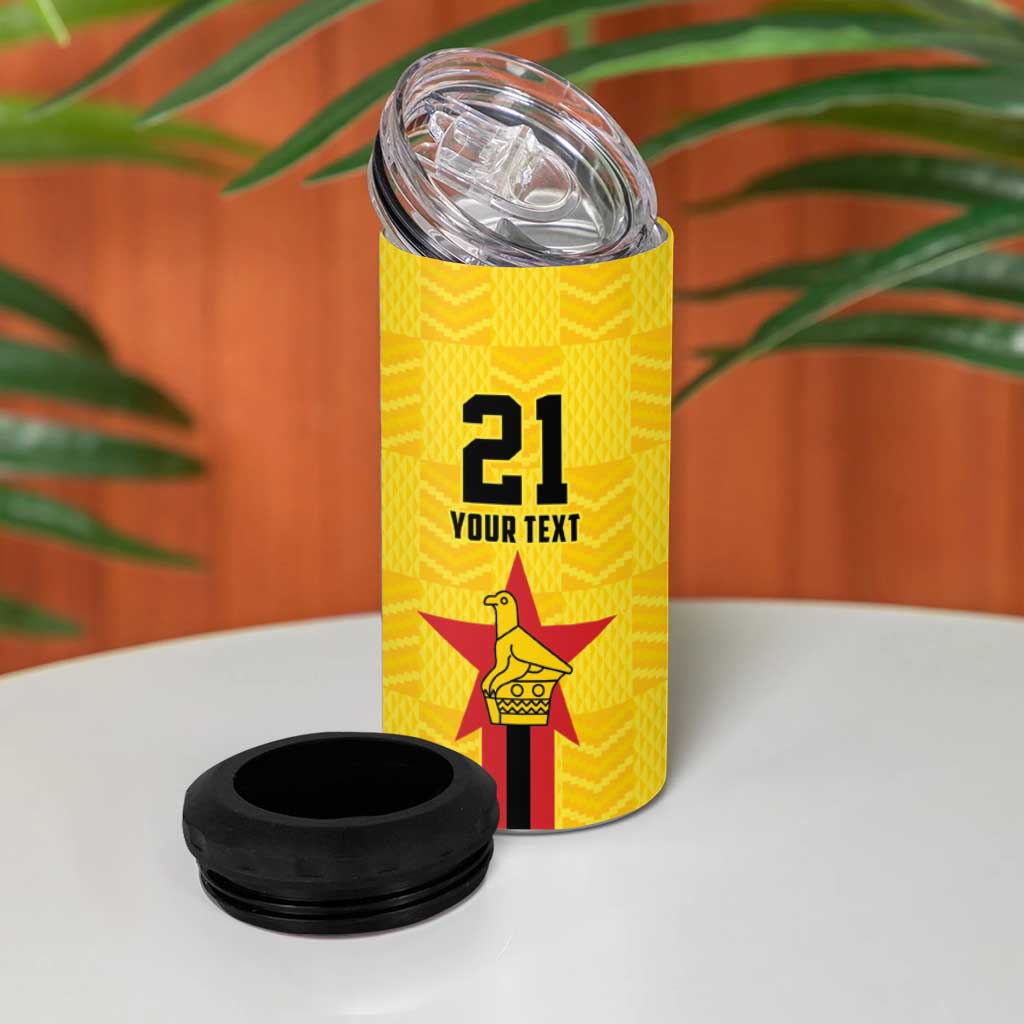 Custom Africa Football Zimbabwe 4 in 1 Can Cooler Tumbler The Warriors with Zimbabwe Bird - African Pride