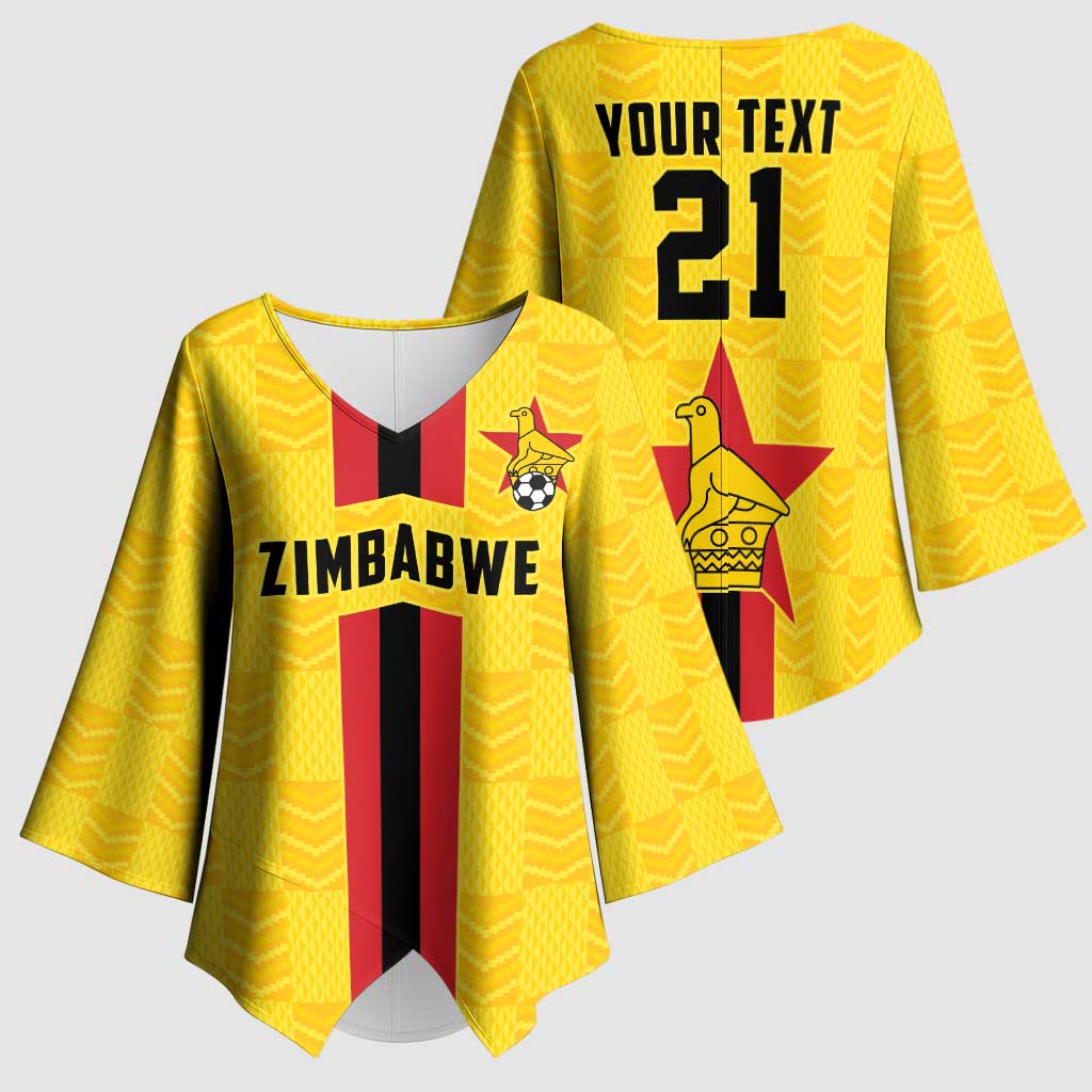 Custom Africa Football Zimbabwe Kimono Sleeve Blouse The Warriors Zimbabwe Bird