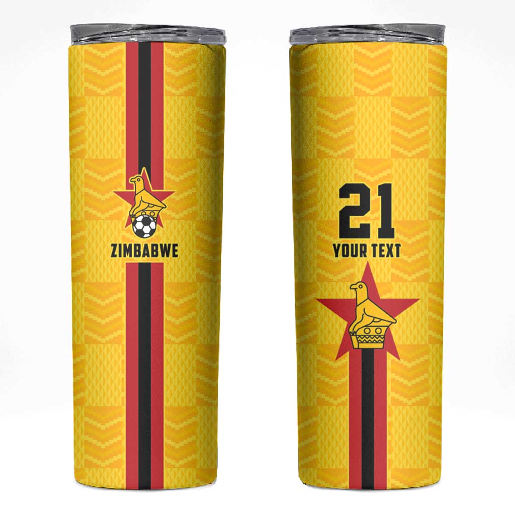 Custom Africa Football Zimbabwe Skinny Tumbler The Warriors with Zimbabwe Bird - African Pride
