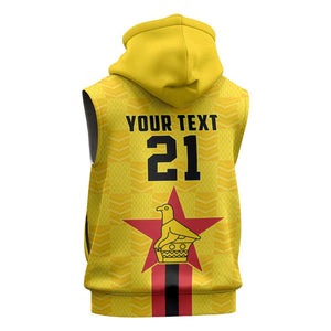 Custom Africa Football Zimbabwe Sleeveless Hoodie The Warriors with Zimbabwe Bird - African Pride