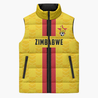 Custom Africa Football Zimbabwe Sleeveless Puffer Jacket The Warriors Zimbabwe Bird