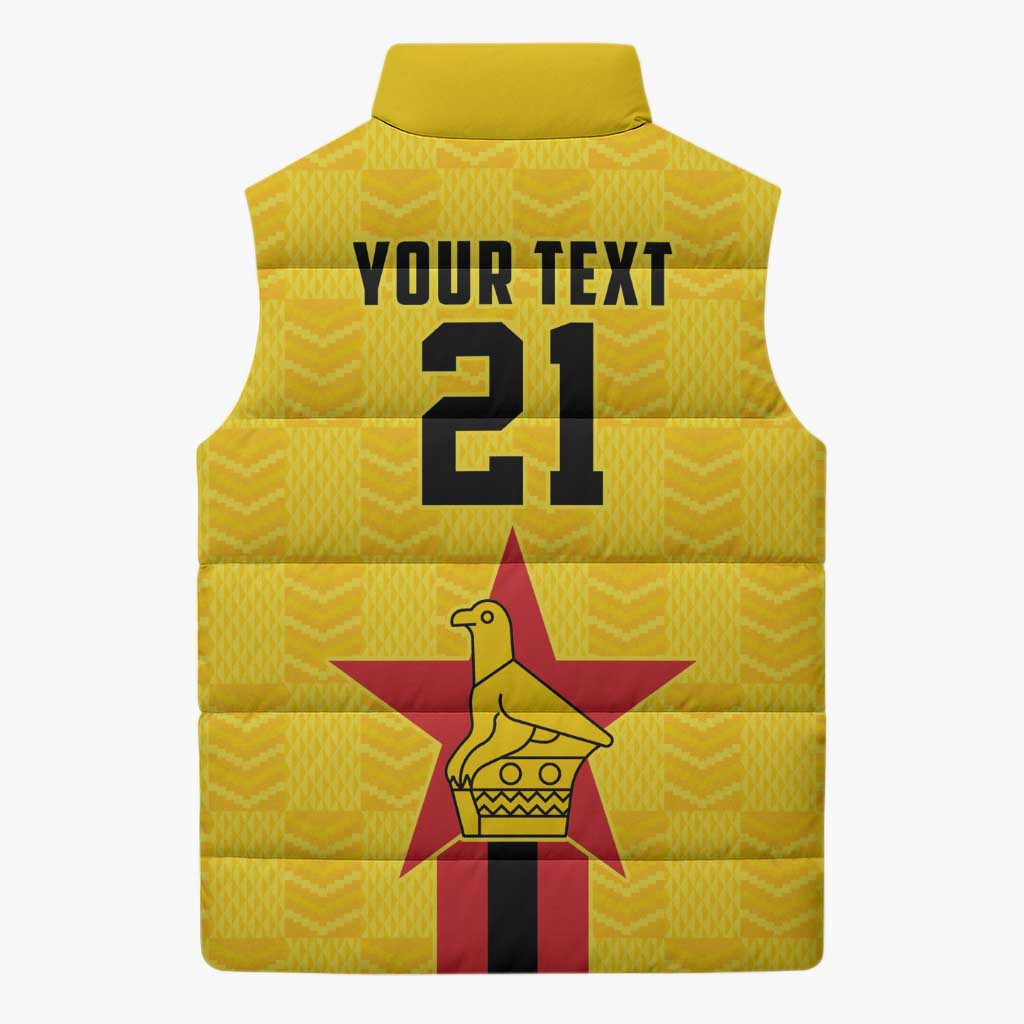 Custom Africa Football Zimbabwe Sleeveless Puffer Jacket The Warriors Zimbabwe Bird