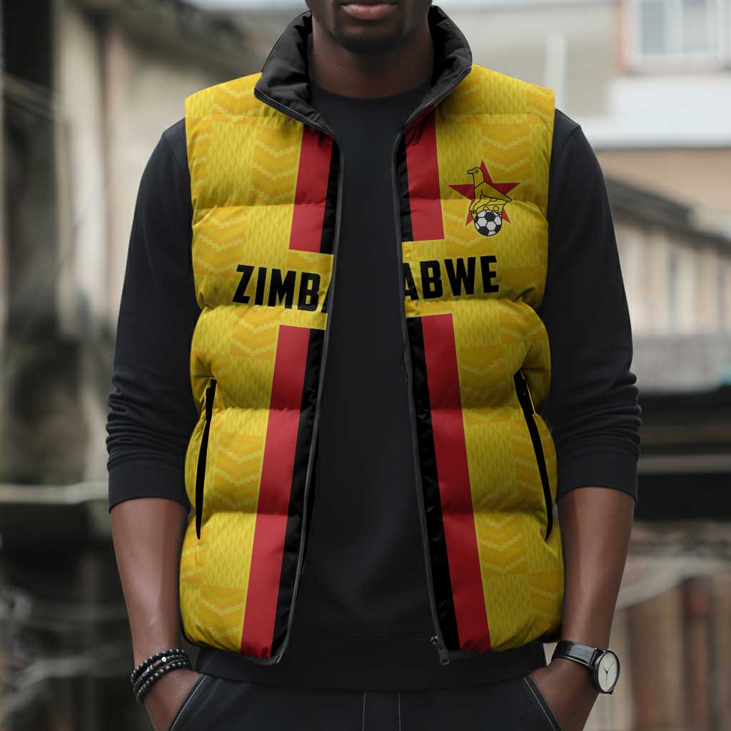 Custom Africa Football Zimbabwe Sleeveless Puffer Jacket The Warriors Zimbabwe Bird