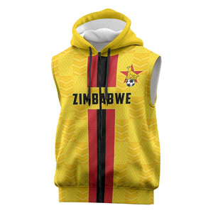 Custom Africa Football Zimbabwe Sleeveless Zip Hoodie The Warriors with Zimbabwe Bird - African Pride