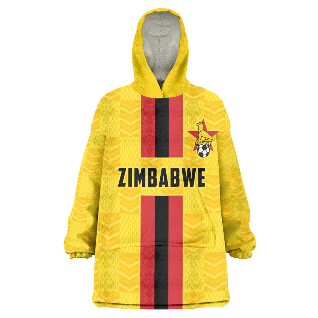 Custom Africa Football Zimbabwe Wearable Blanket Hoodie The Warriors with Zimbabwe Bird - African Pride