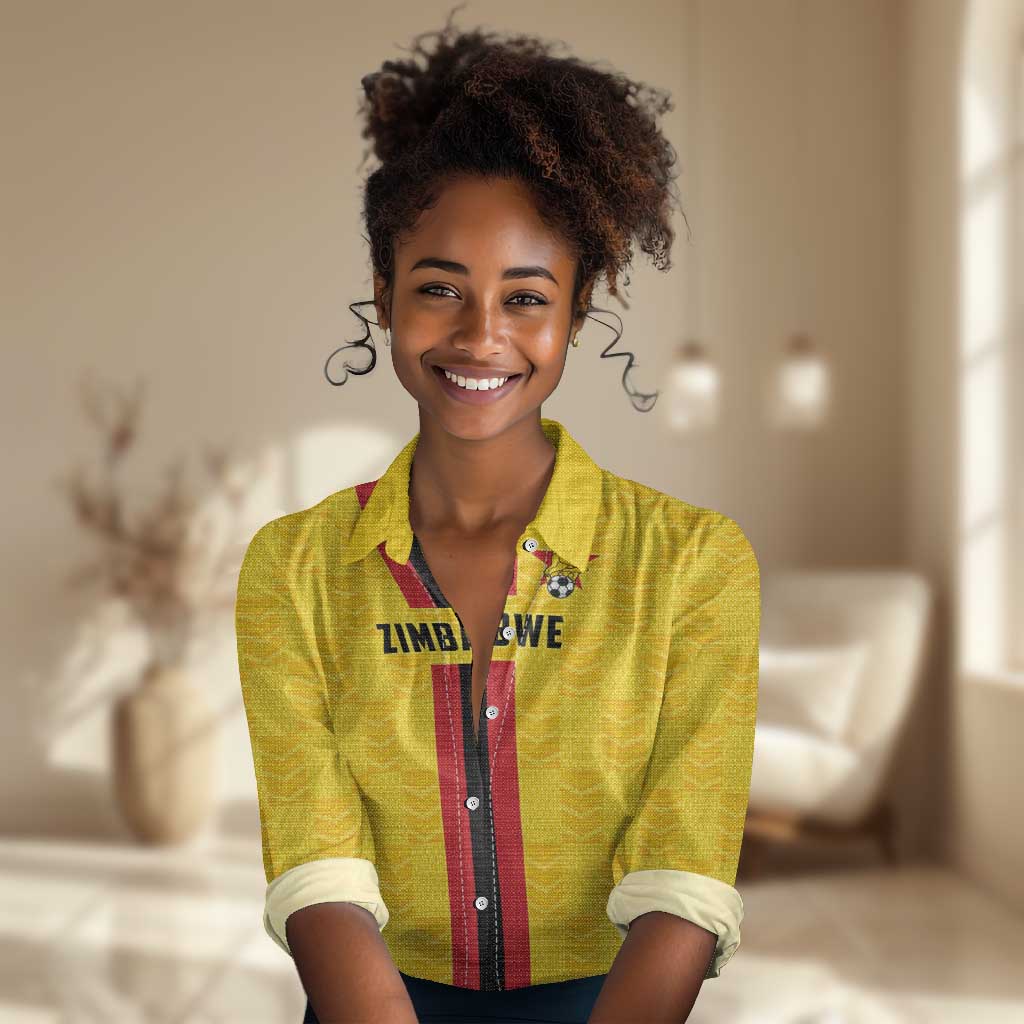 Custom Africa Football Zimbabwe Women Casual Shirt The Warriors with Zimbabwe Bird - African Pride