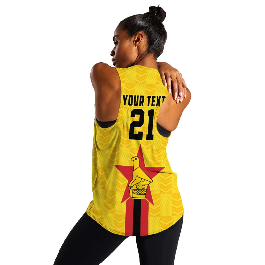 Custom Africa Football Zimbabwe Women Racerback Tank The Warriors with Zimbabwe Bird - African Pride