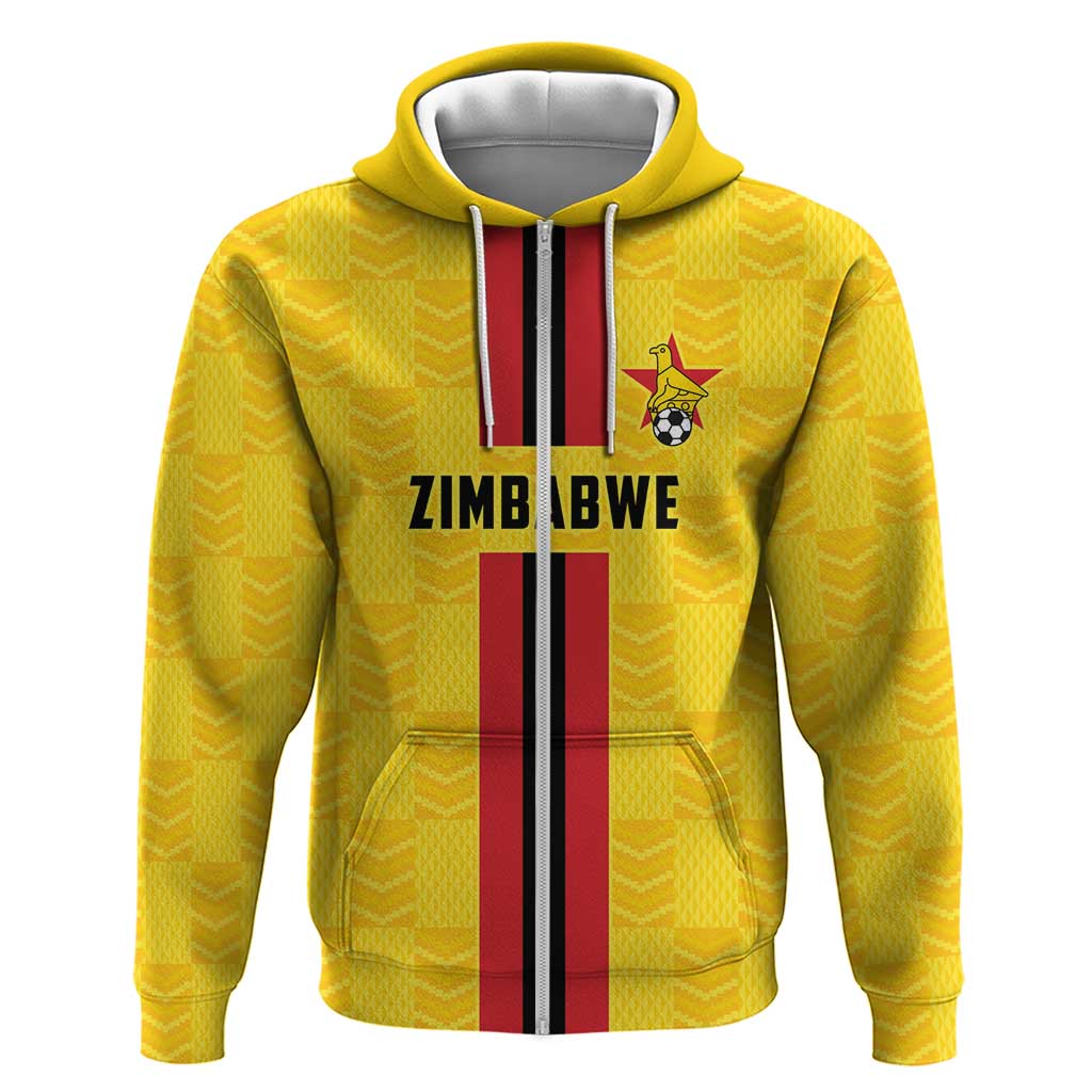 Custom Africa Football Zimbabwe Zip Hoodie The Warriors with Zimbabwe Bird - African Pride