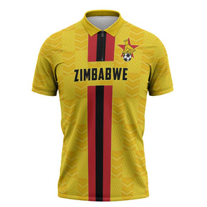 Custom Africa Football Zimbabwe Zipper Polo Shirt The Warriors Zimbabwe Bird