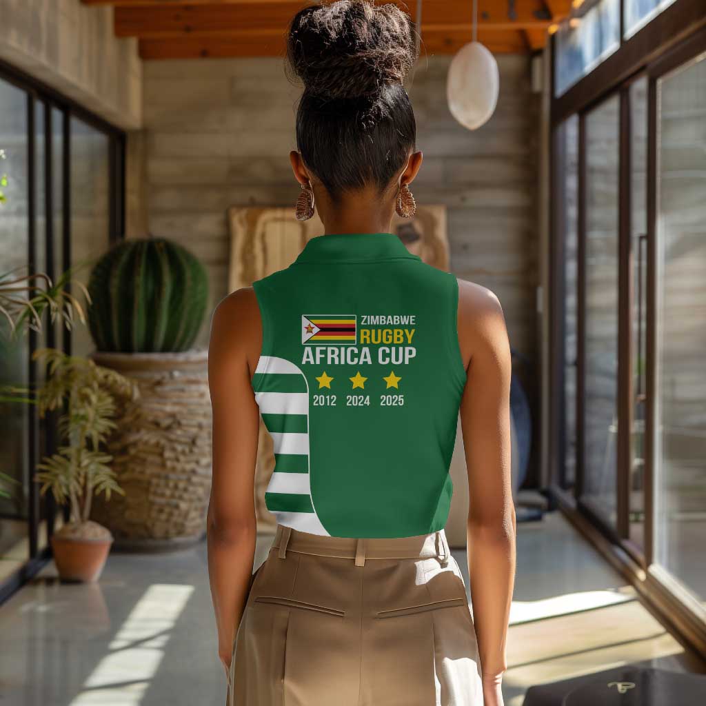 Zimbabwe Rugby History Champion Women Sleeveless Polo Shirt One For The History Sables - African Pride