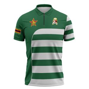 Zimbabwe Rugby History Champion Zipper Polo Shirt One For The History Sables