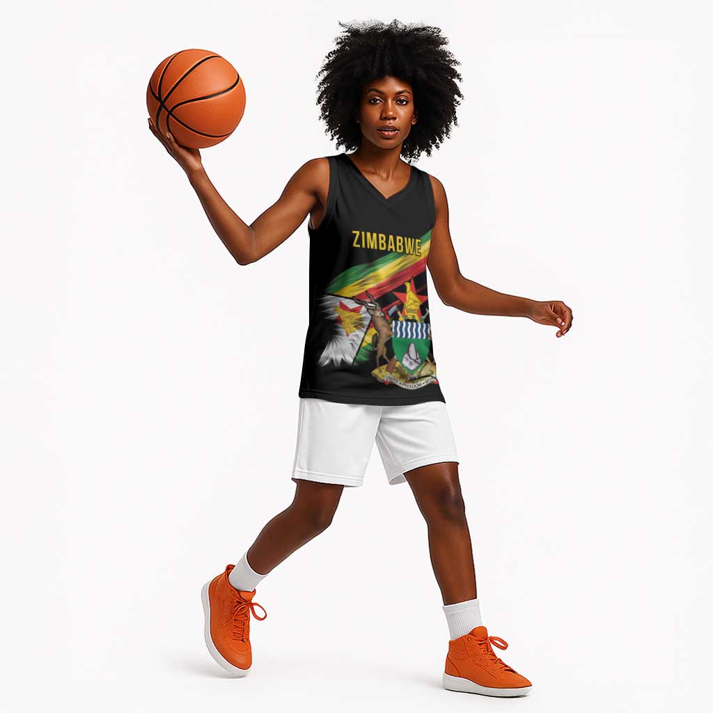 Zimbabwe Wings Flag Basketball Jersey Proudly Zimbabwean LT9
