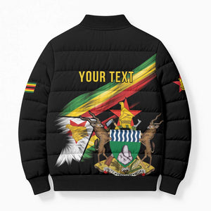 Personalized Zimbabwe Wings Flag Bomber Puffer Jacket Proudly Zimbabwean