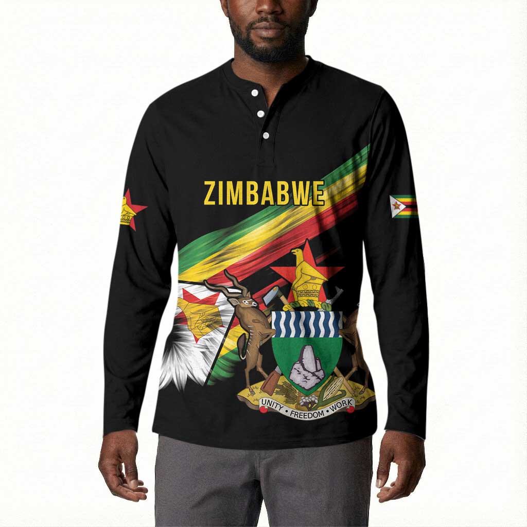 Zimbabwe Wings Flag Button Sweatshirt Proudly Zimbabwean