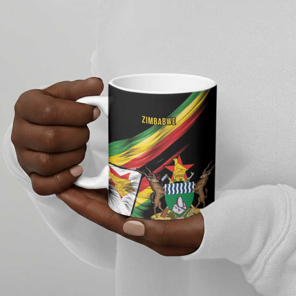 Personalized Zimbabwe Wings Flag Ceramic Mug Proudly Zimbabwean