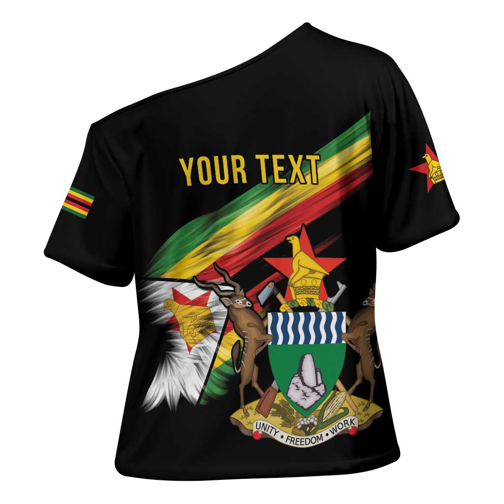 Personalized Zimbabwe Wings Flag Cross Shoulder Shirt Proudly Zimbabwean