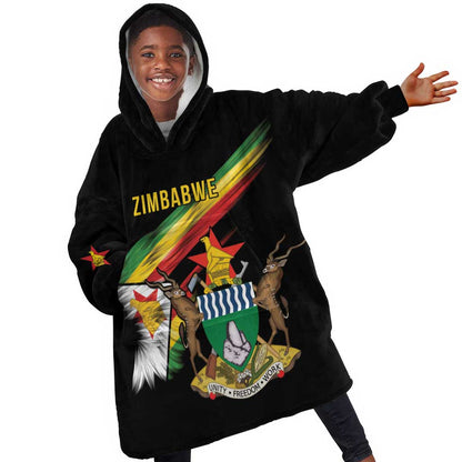 Zimbabwe Wings Flag Kid Wearable Blanket Hoodie Proudly Zimbabwean - African Pride