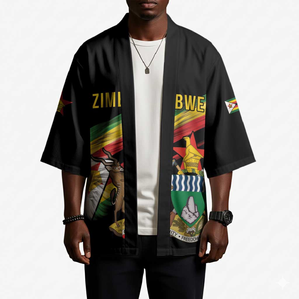 Personalized Zimbabwe Wings Flag Kimono Proudly Zimbabwean