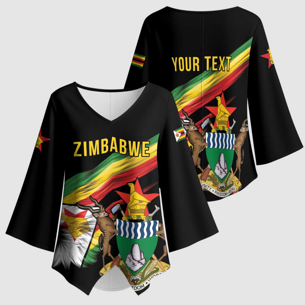 Personalized Zimbabwe Wings Flag Kimono Sleeve Blouse Proudly Zimbabwean
