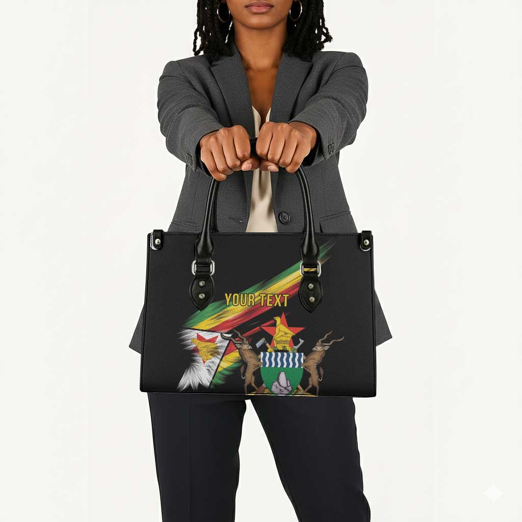 Personalized Zimbabwe Wings Flag Leather Bag Proudly Zimbabwean