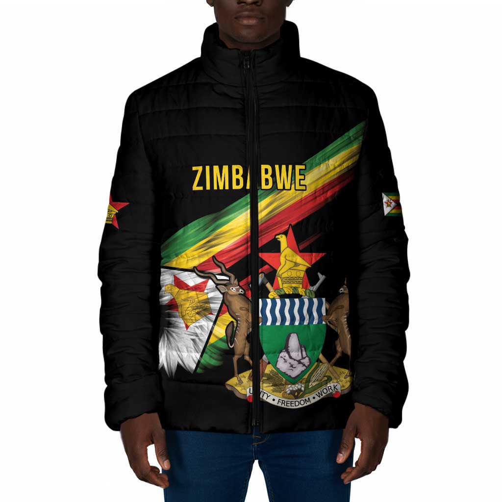 Personalized Zimbabwe Wings Flag Padded Jacket Proudly Zimbabwean