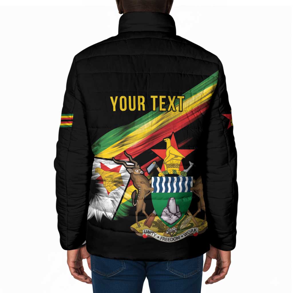 Personalized Zimbabwe Wings Flag Padded Jacket Proudly Zimbabwean