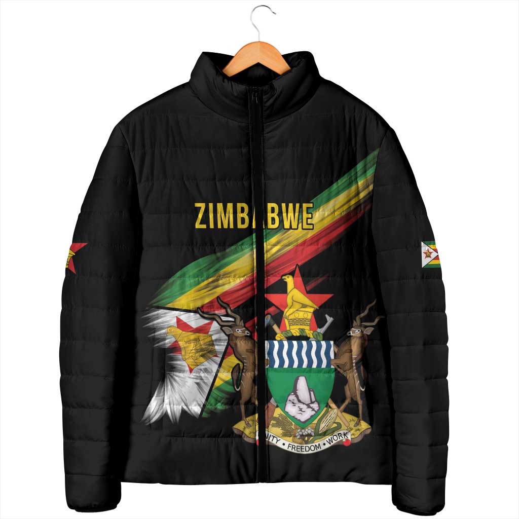Personalized Zimbabwe Wings Flag Padded Jacket Proudly Zimbabwean