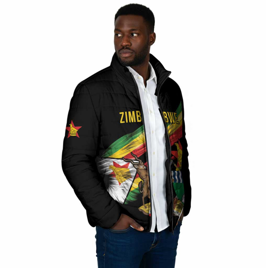 Personalized Zimbabwe Wings Flag Padded Jacket Proudly Zimbabwean