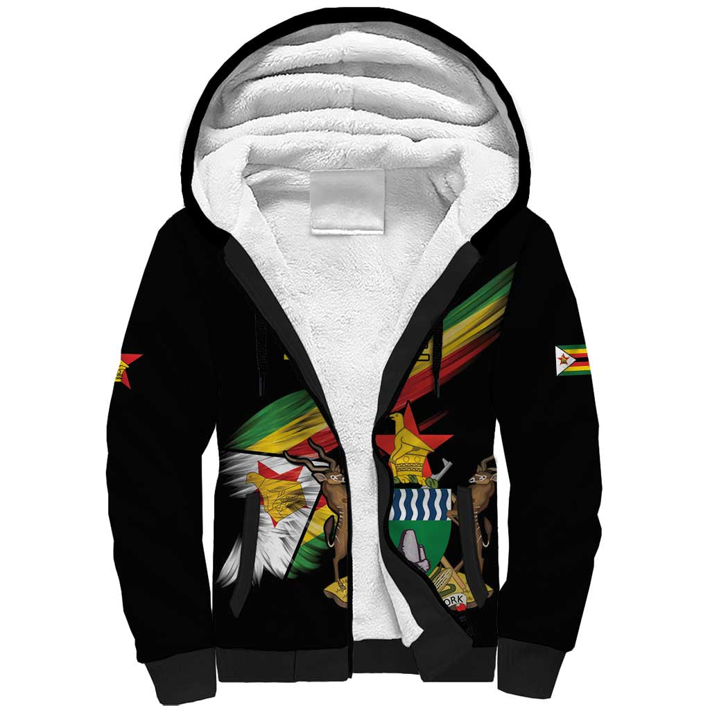 Zimbabwe Wings Flag Sherpa Hoodie Proudly Zimbabwean - African Pride