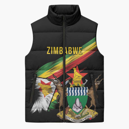 Personalized Zimbabwe Wings Flag Sleeveless Puffer Jacket Proudly Zimbabwean