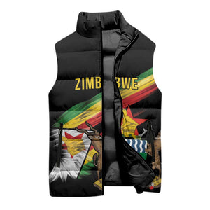 Personalized Zimbabwe Wings Flag Sleeveless Puffer Jacket Proudly Zimbabwean
