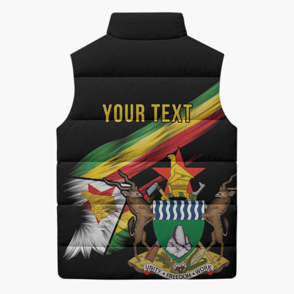 Personalized Zimbabwe Wings Flag Sleeveless Puffer Jacket Proudly Zimbabwean