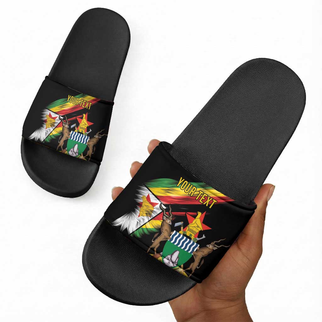Personalized Zimbabwe Wings Flag Slide Sandals Proudly Zimbabwean