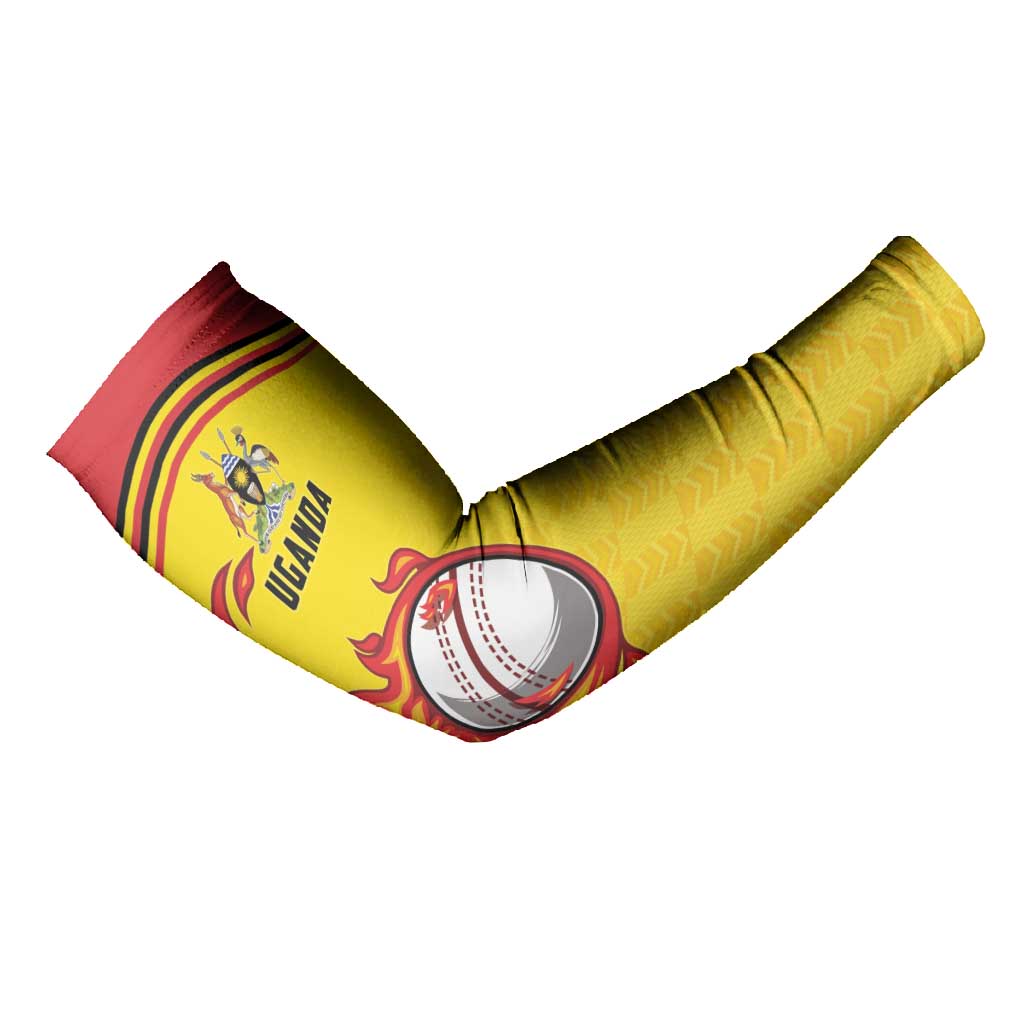 Custom Africa Cricket Uganda Arm Sleeves Cranes Cricket Ball Fire