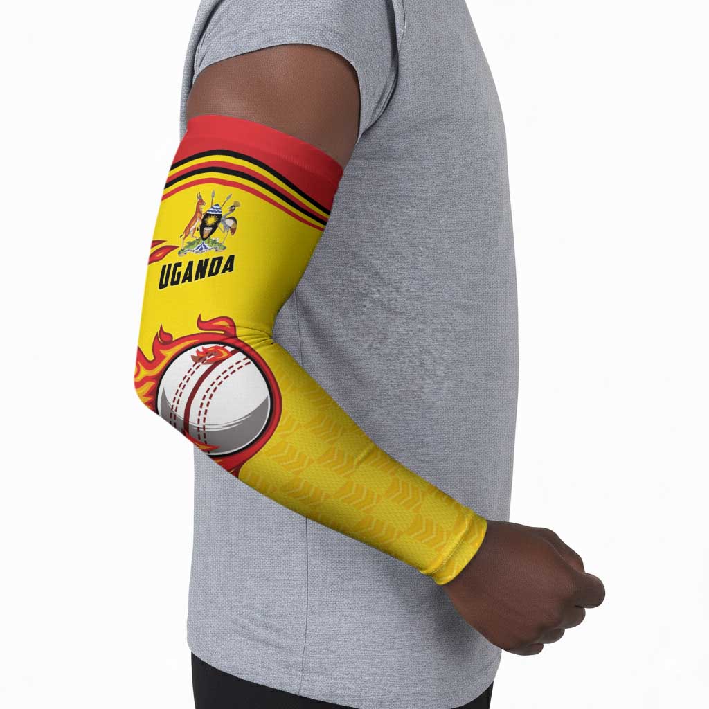 Custom Africa Cricket Uganda Arm Sleeves Cranes Cricket Ball Fire