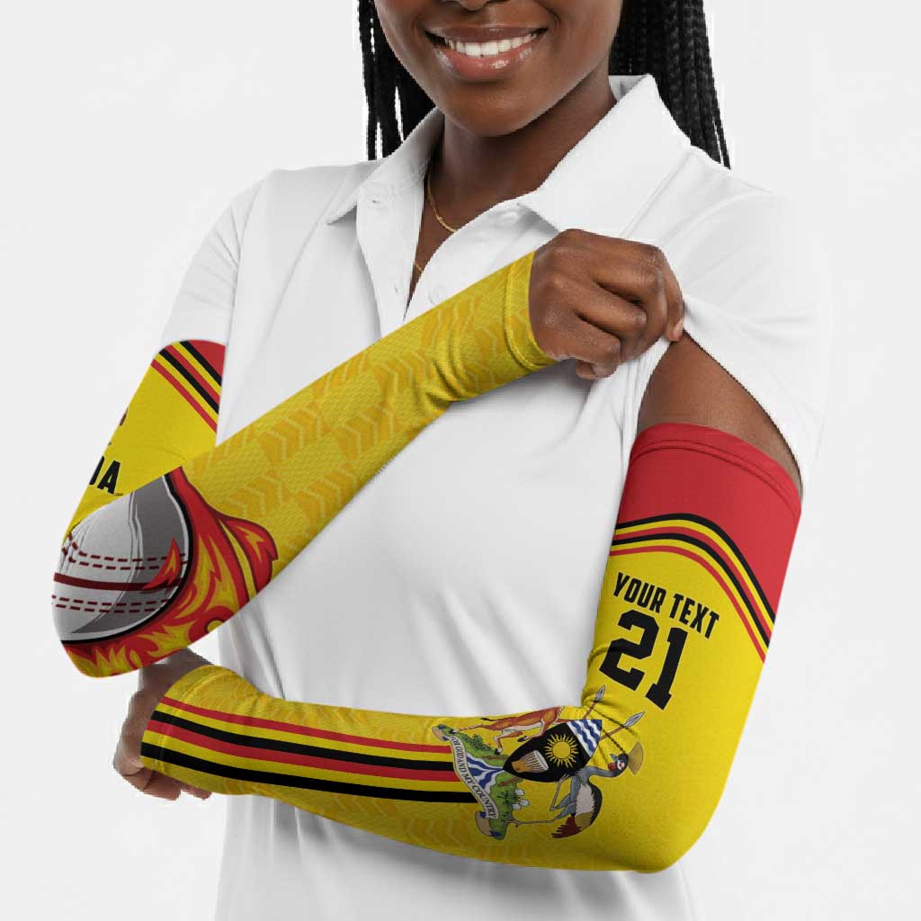 Custom Africa Cricket Uganda Arm Sleeves Cranes Cricket Ball Fire