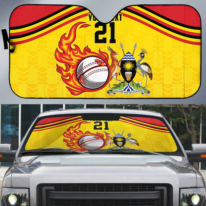 Custom Africa Cricket Uganda Auto Sun Shade Cranes Cricket Ball Fire