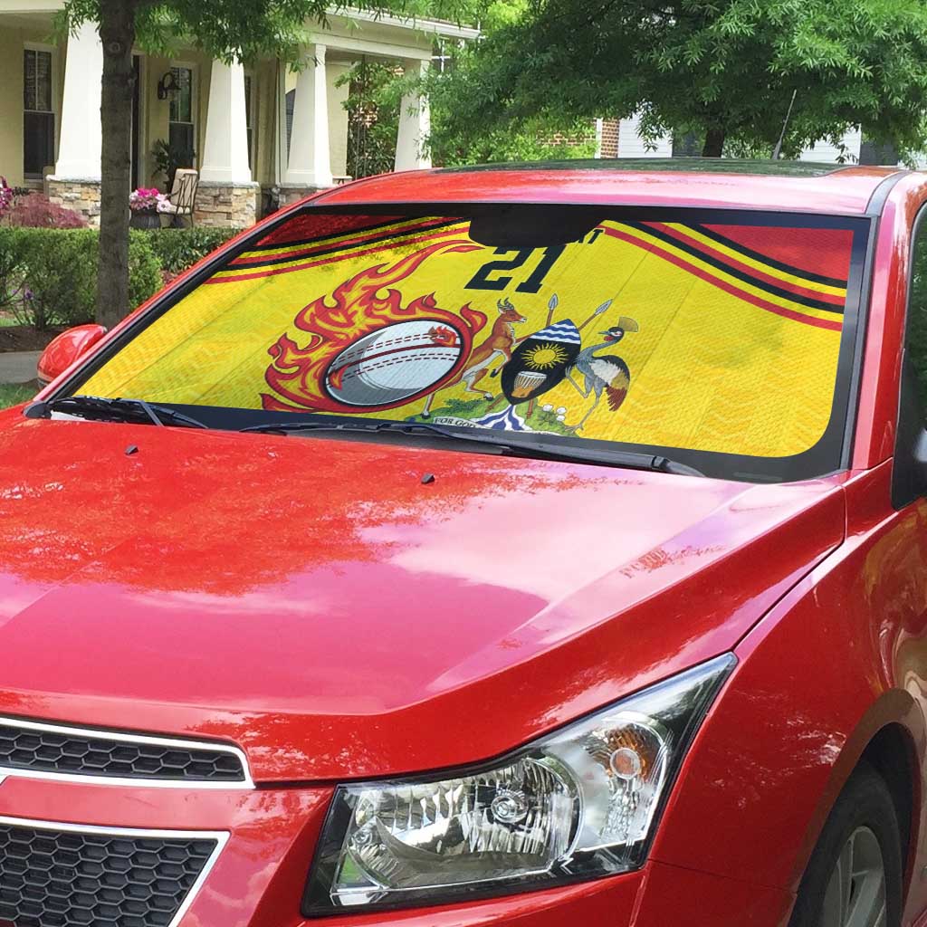Custom Africa Cricket Uganda Auto Sun Shade Cranes Cricket Ball Fire