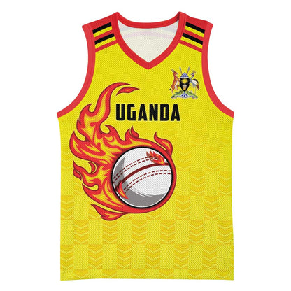 Custom Africa Cricket Uganda Basketball Jersey Cranes Cricket Ball Fire LT9