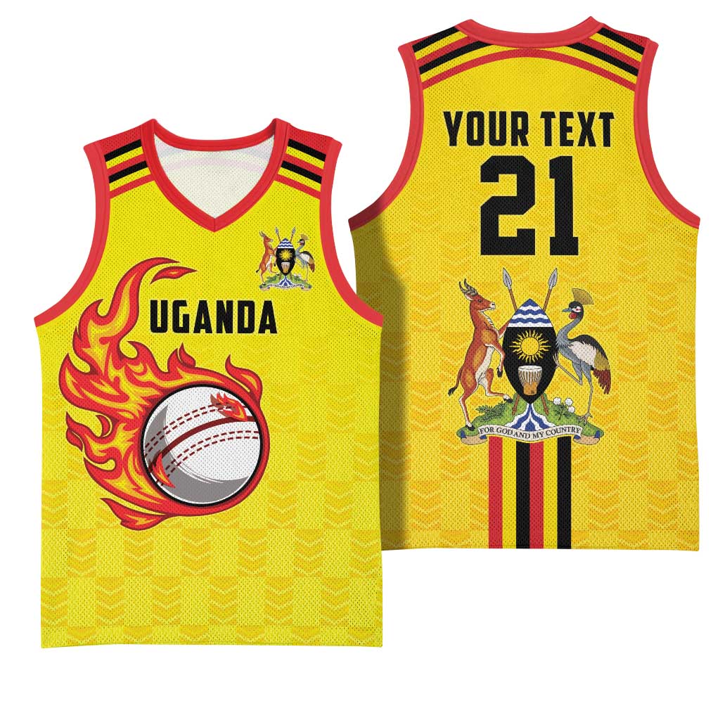 Custom Africa Cricket Uganda Basketball Jersey Cranes Cricket Ball Fire LT9
