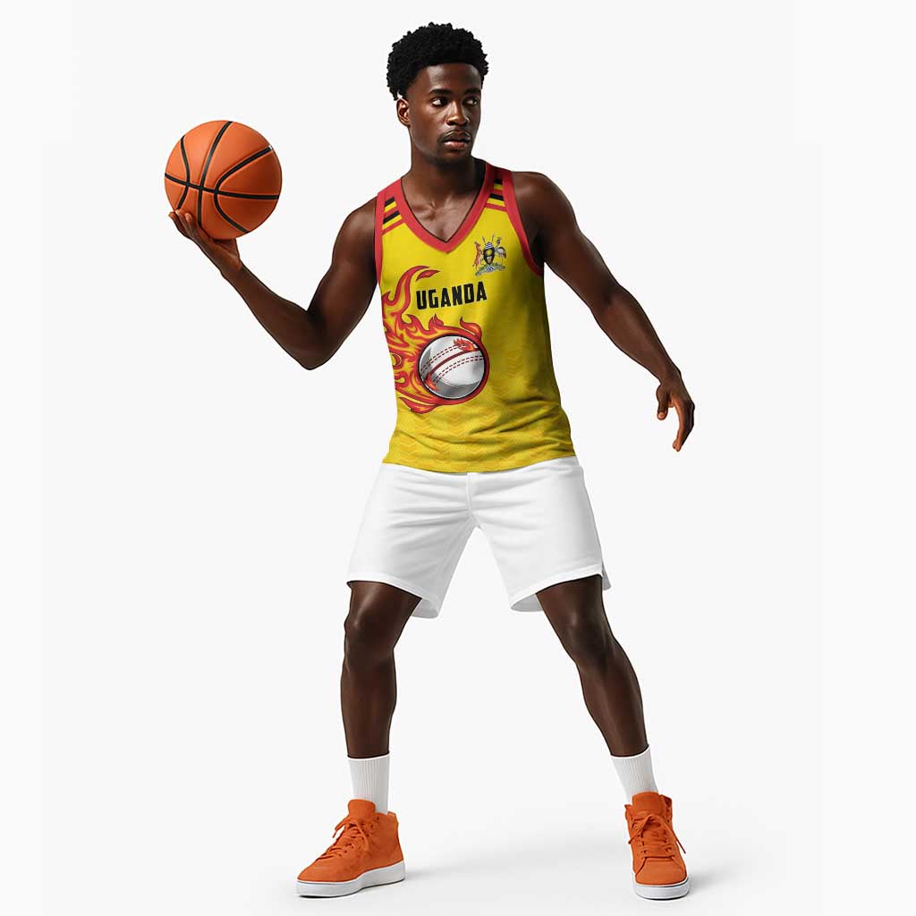 Custom Africa Cricket Uganda Basketball Jersey Cranes Cricket Ball Fire LT9
