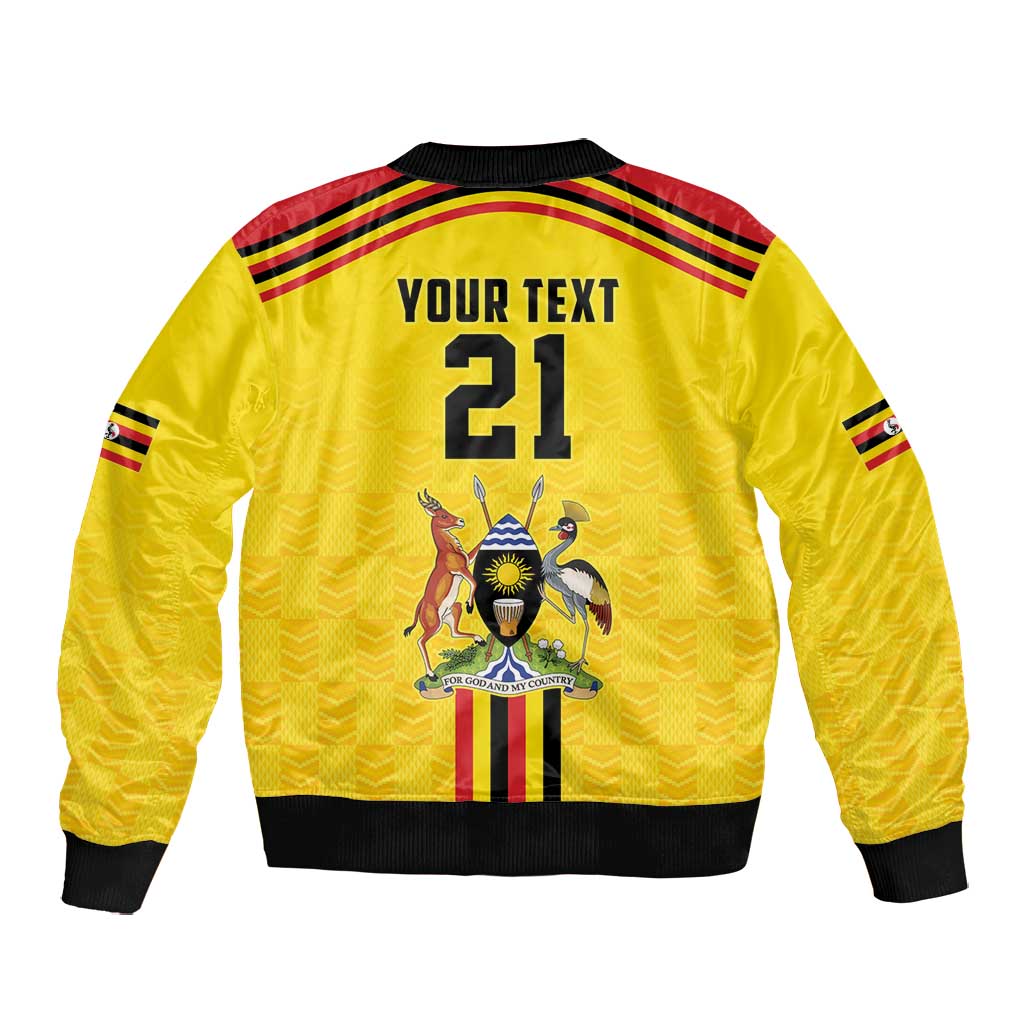 Custom Africa Cricket Uganda Bomber Jacket Cranes Cricket Ball Fire - African Pride