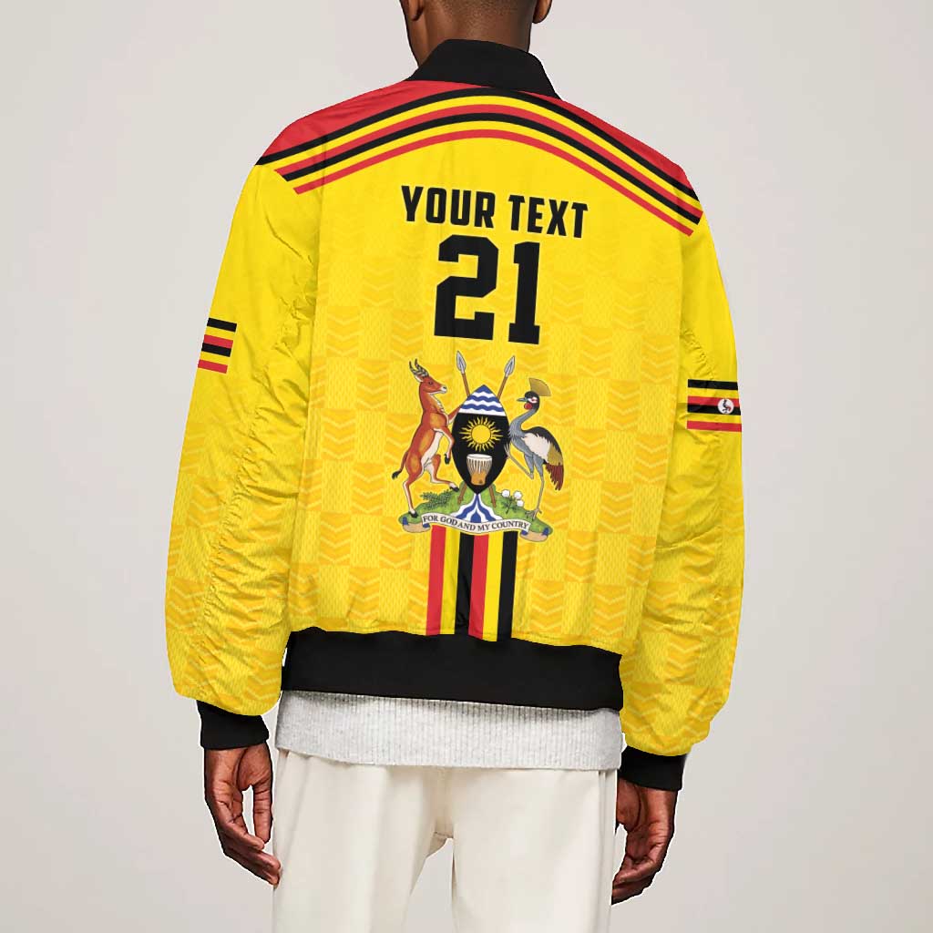 Custom Africa Cricket Uganda Bomber Jacket Cranes Cricket Ball Fire - African Pride
